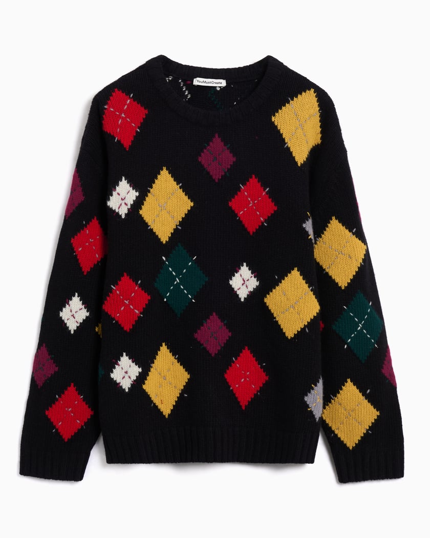 Jersey Relaxed Rombos YMC Flint para hombre Multi P8ZAA-BLACK