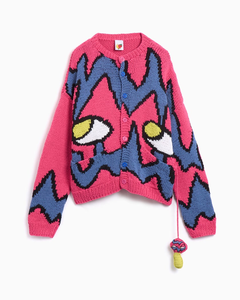 Sky High Farm Workwear Shroomie Unisex Cardigan Pink Sky High Farm Workwear Shroomie Unisex Cardigan Pink