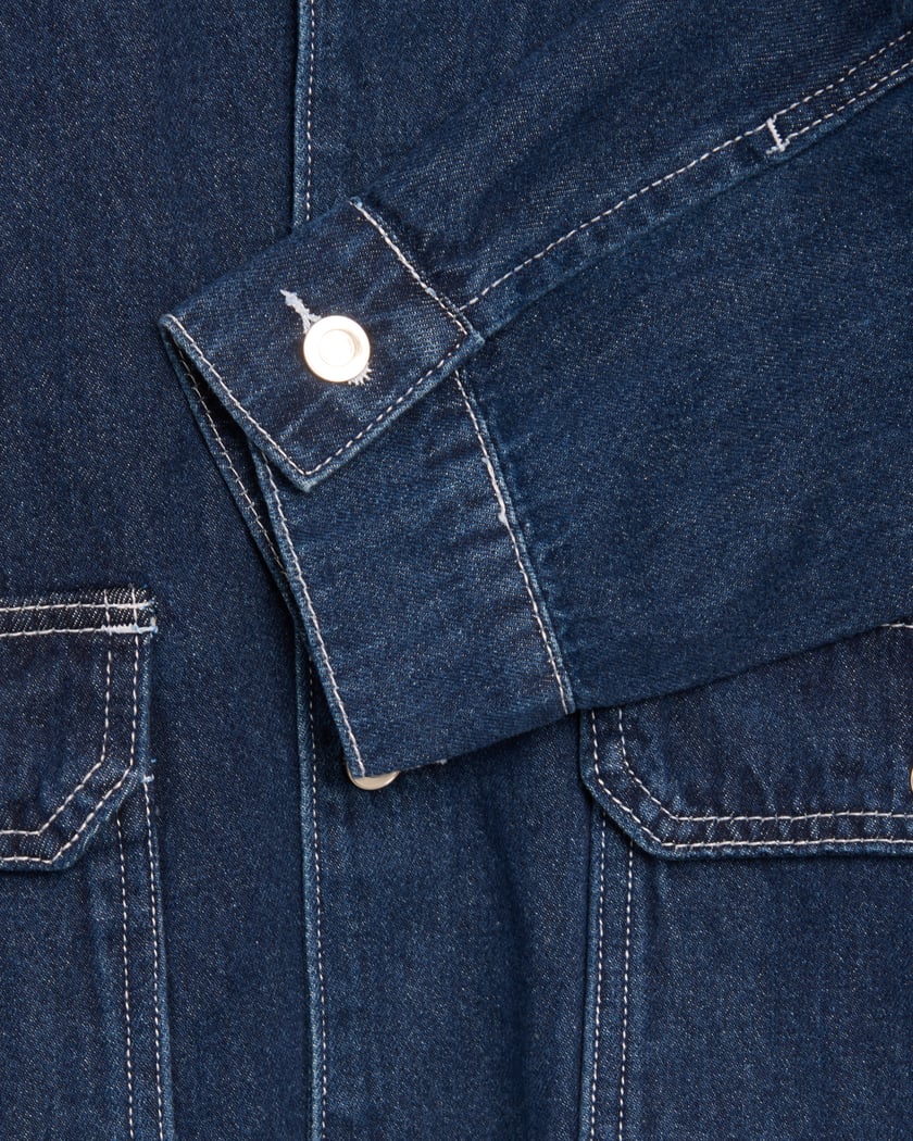 Pop Trading Company Full Button Men's Denim Jacket Blue