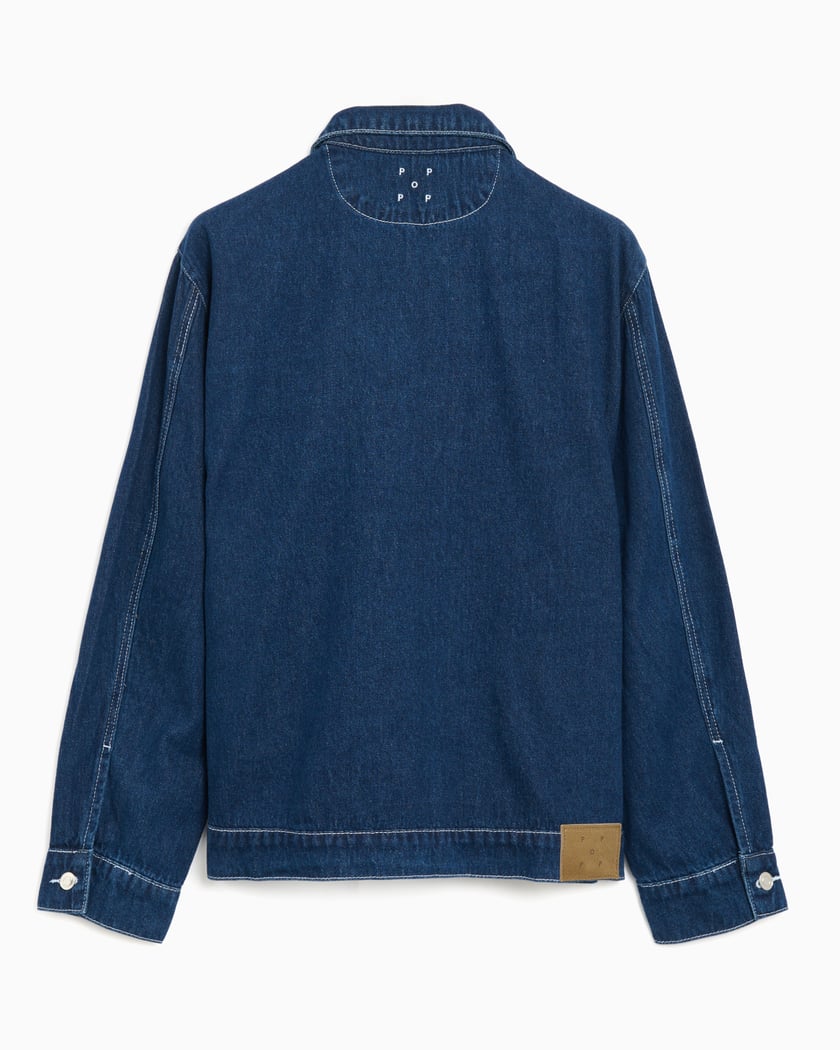 Pop Trading Company Full Button Men's Denim Jacket Blue