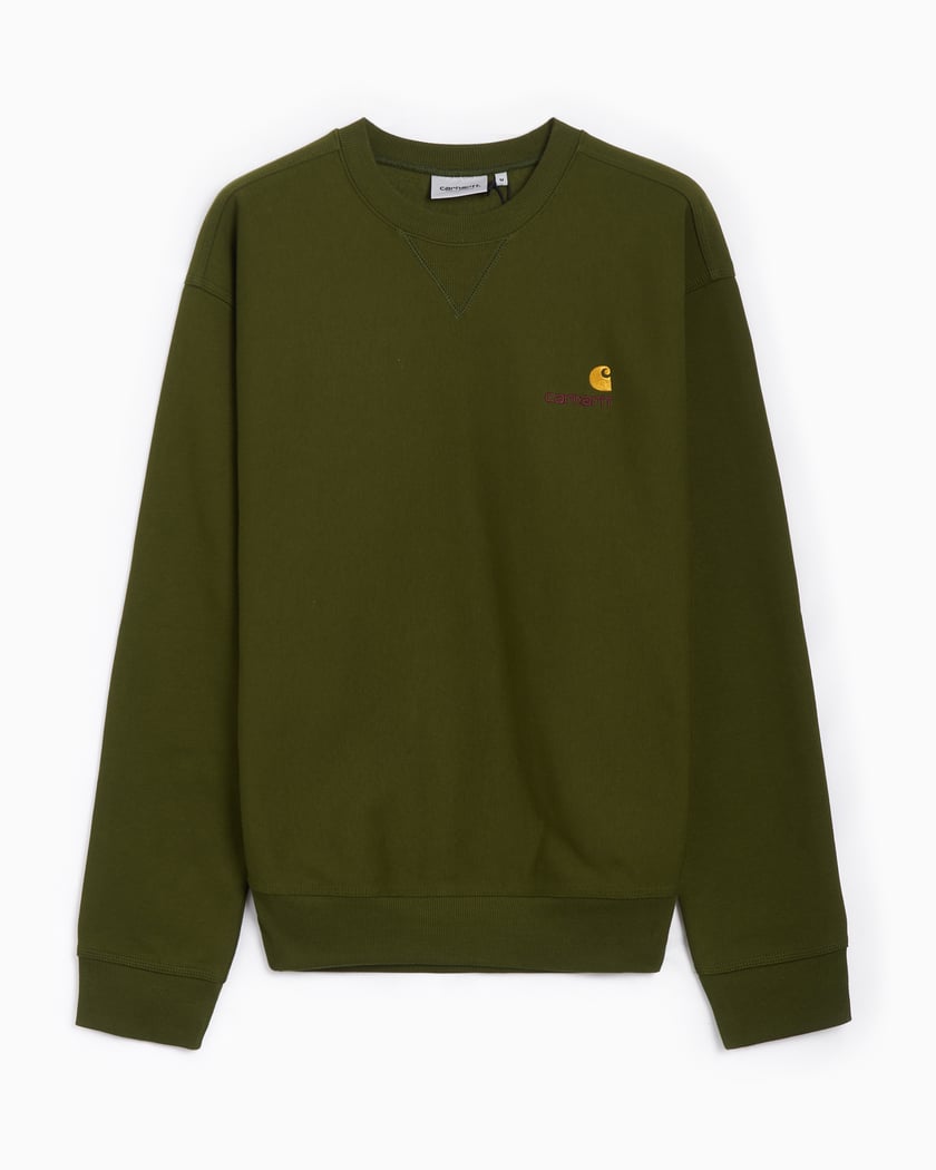 Carhartt WIP American Script Unisex Sweatshirt Verde I025475 2BRXX FOOTDISTRICT