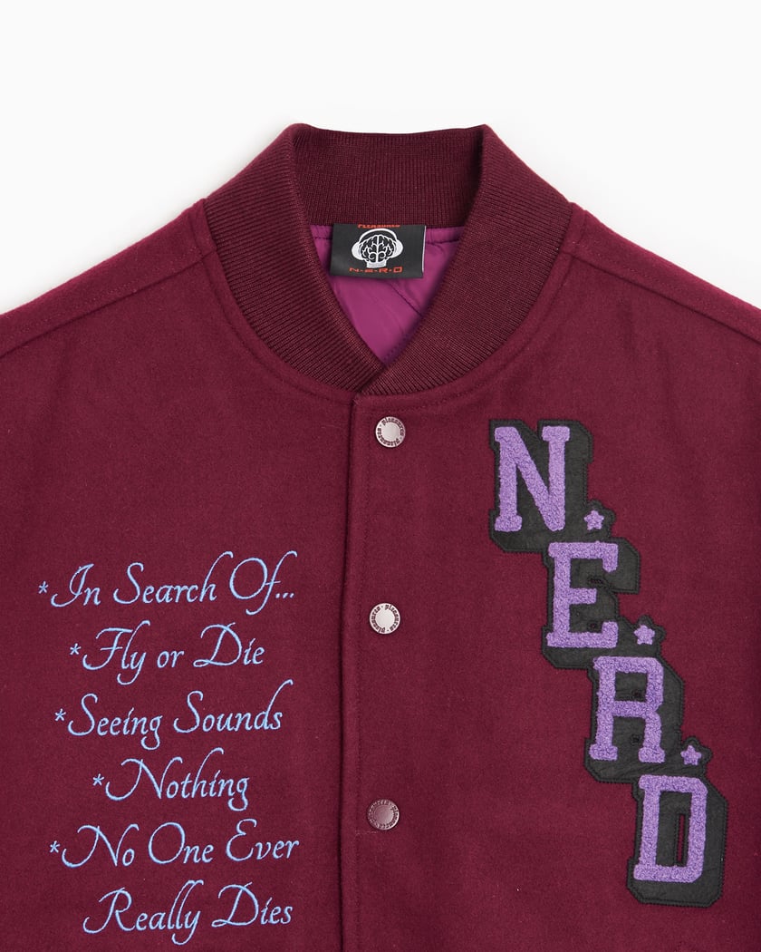 Pleasures x N.E.R.D. Men s Varsity Jacket Blue Purple P23N001