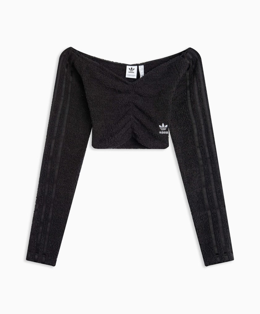 adidas Off Shoulder Crop Dames T Shirt met Lange Mouwen