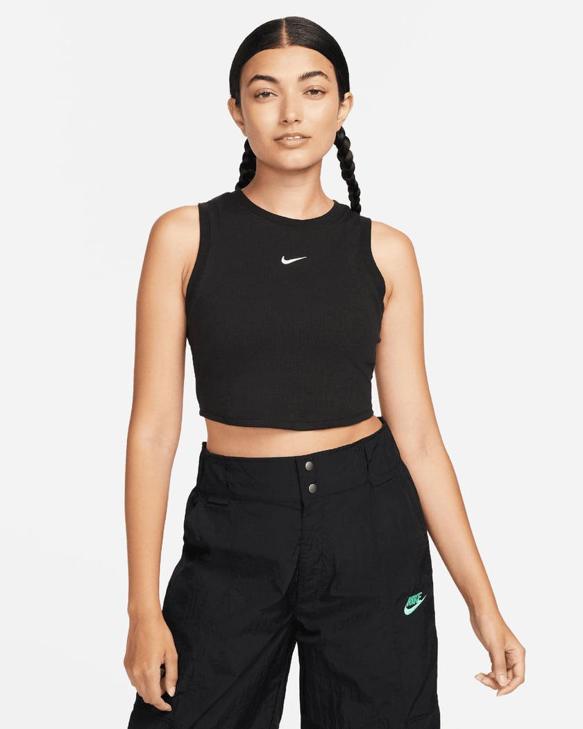 Nike Sportswear Essentials Women s Ribbed Tank Top Zwart FB8279 010 FOOTDISTRICT