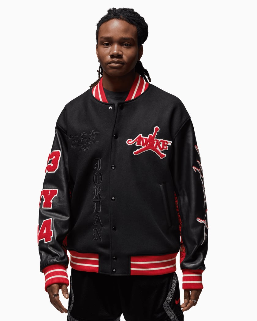 ジャケット・アウター katoSupreme Nueva York Varsity Jacket Jordan x Awake NY Men's Varsity Jacket Preto, Vermelho FQ5439-657