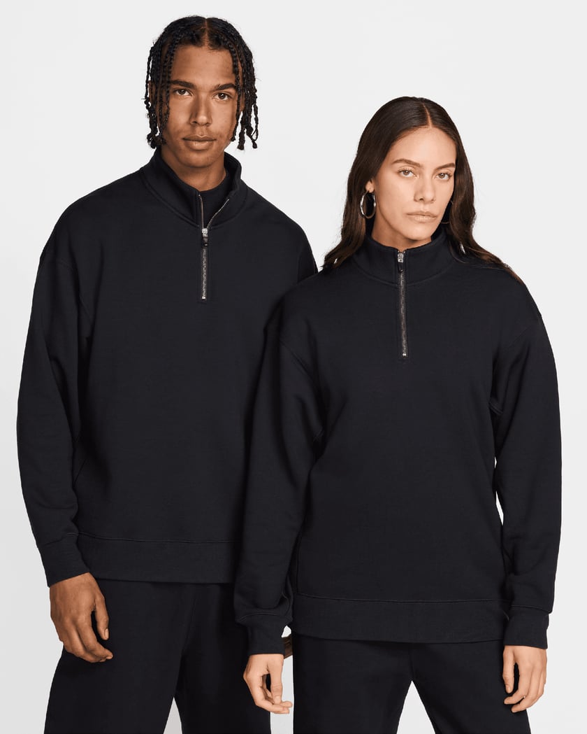 Nike Unisex Wool Classics Quarter Zip Sweatshirt Black FV4891 010 FOOTDISTRICT