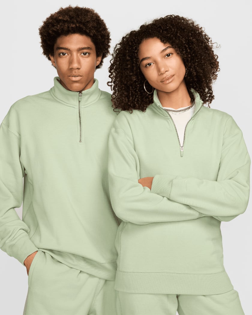 Nike Unisex Wool Classics Quarter Zip Sweatshirt Green FV4891 343 FOOTDISTRICT
