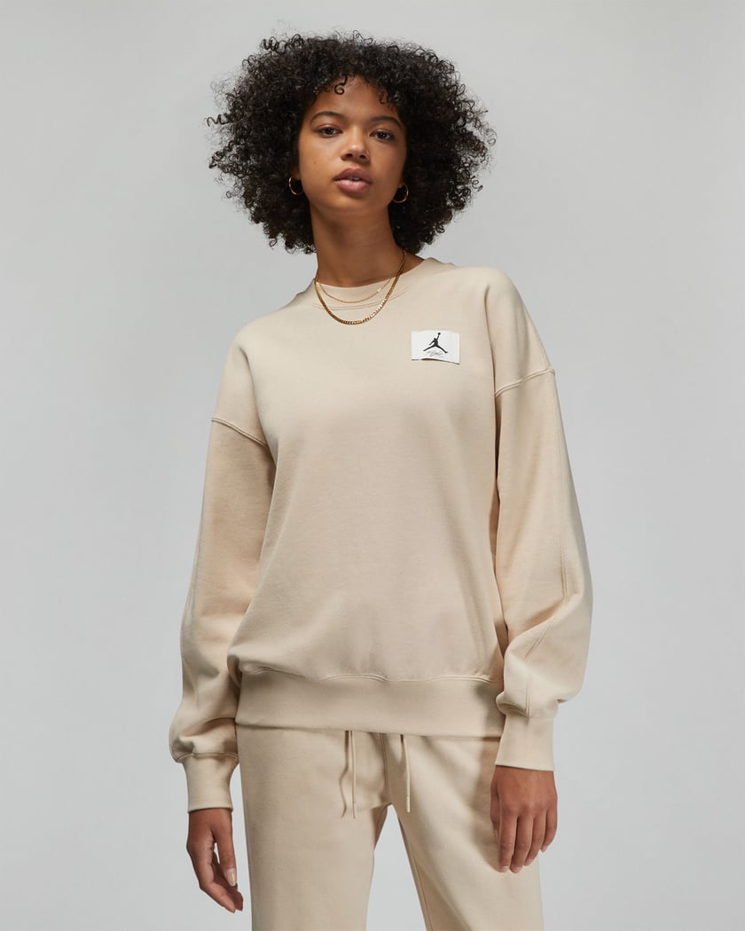 Jordan Essentials Women s Fleece Sweatshirt Beige DM5189 126