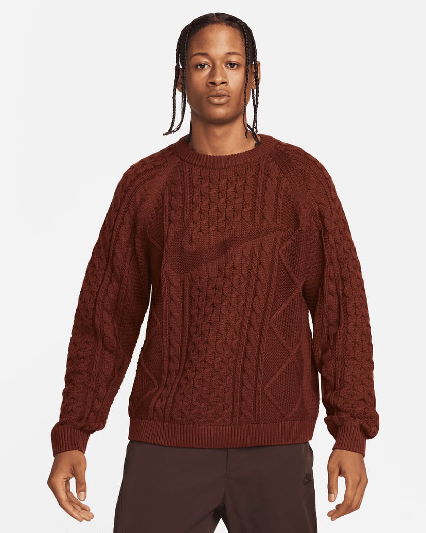 Nike Life Men's Cable Knit Sweater Brown DQ5176-217