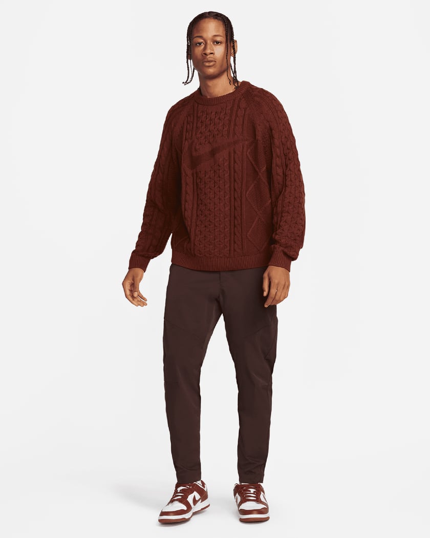 Nike Life Men's Cable Knit Sweater Brown DQ5176-217| Buy Online at