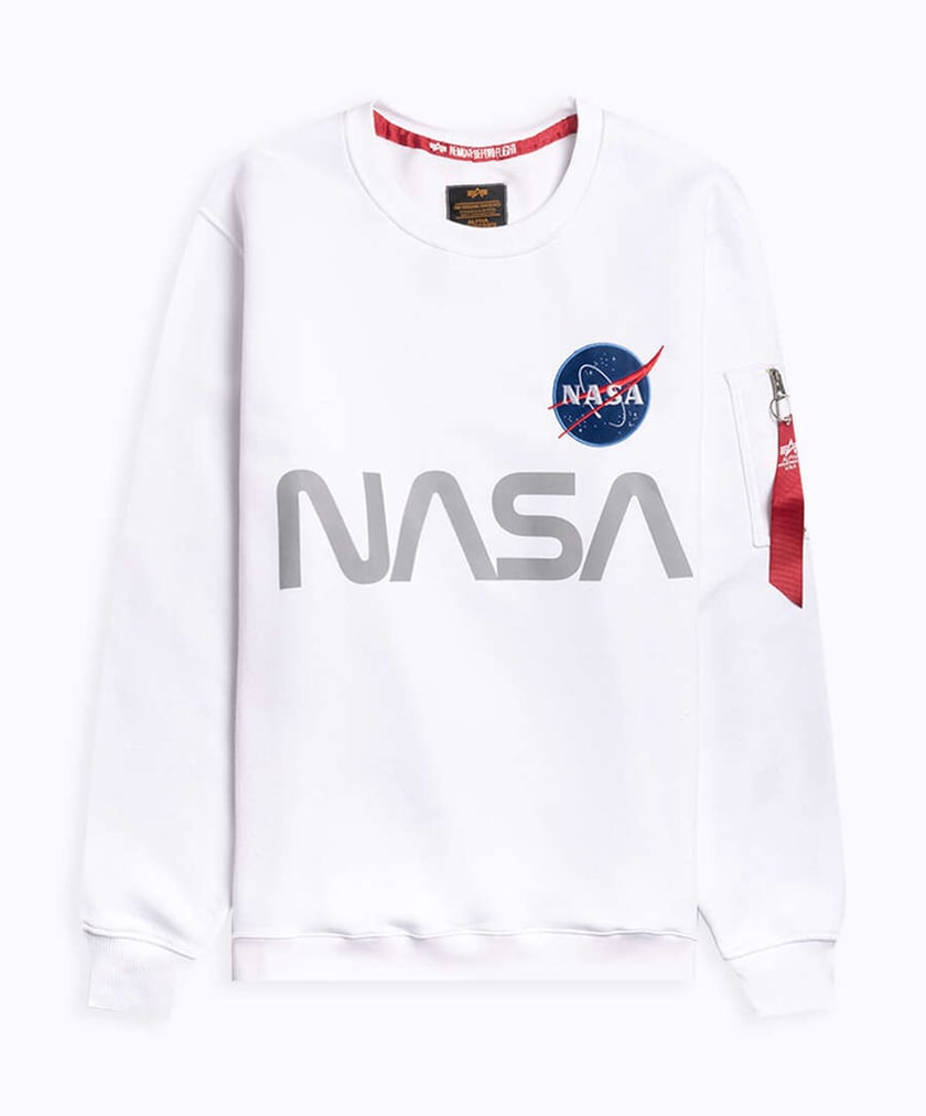 Alpha Industries NASA Reflective White Men\'s Sweatshirt Buy at 178309-09| Online FOOTDISTRICT