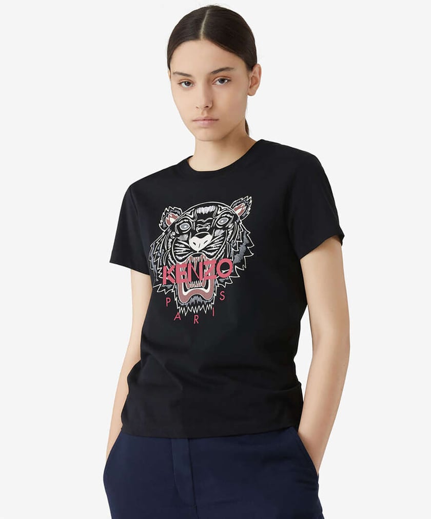 Kenzo Tiger Dames T Shirt met Korte Mouwen Zwart FA62TS8464YB 99