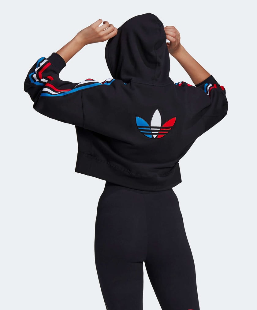 Adidas originals trefoil outlet crop hoodie