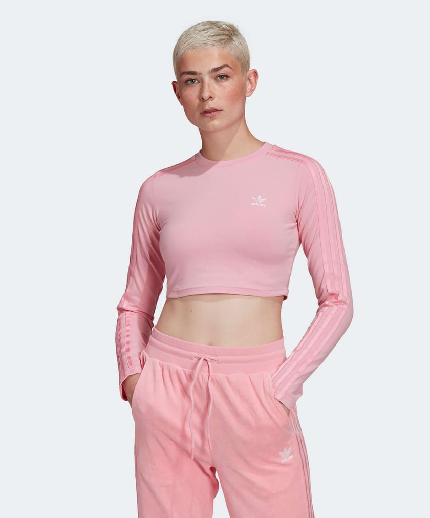 adidas Crop Dames T Shirt met Lange Mouwen Roze H18842 Shop