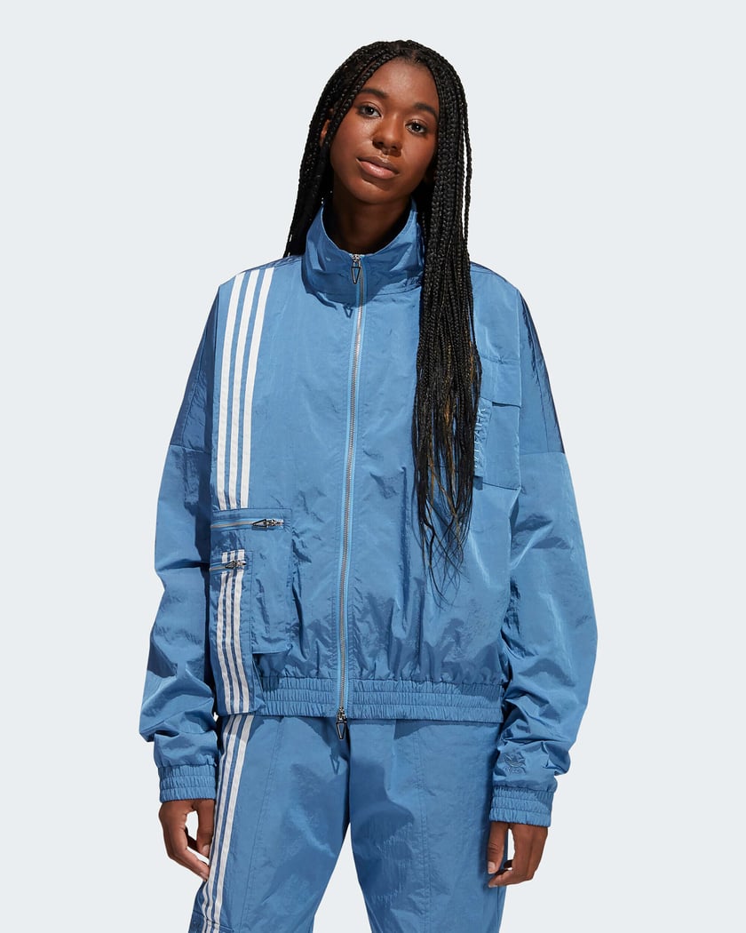 adidas x Ivy Park Women s Nylon Track Jacket Blue H33303 FOOTDISTRICT