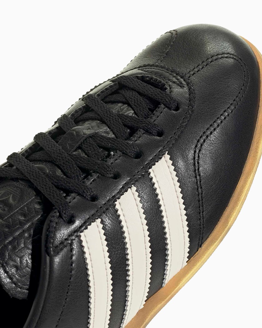 black leather gazelles womens