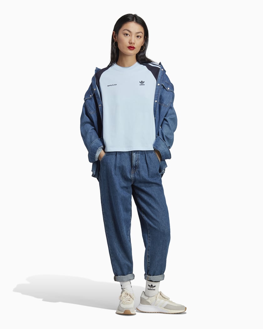 adidas Originals x Sporty & Rich Women's T-Shirt Blue IN5250| Buy