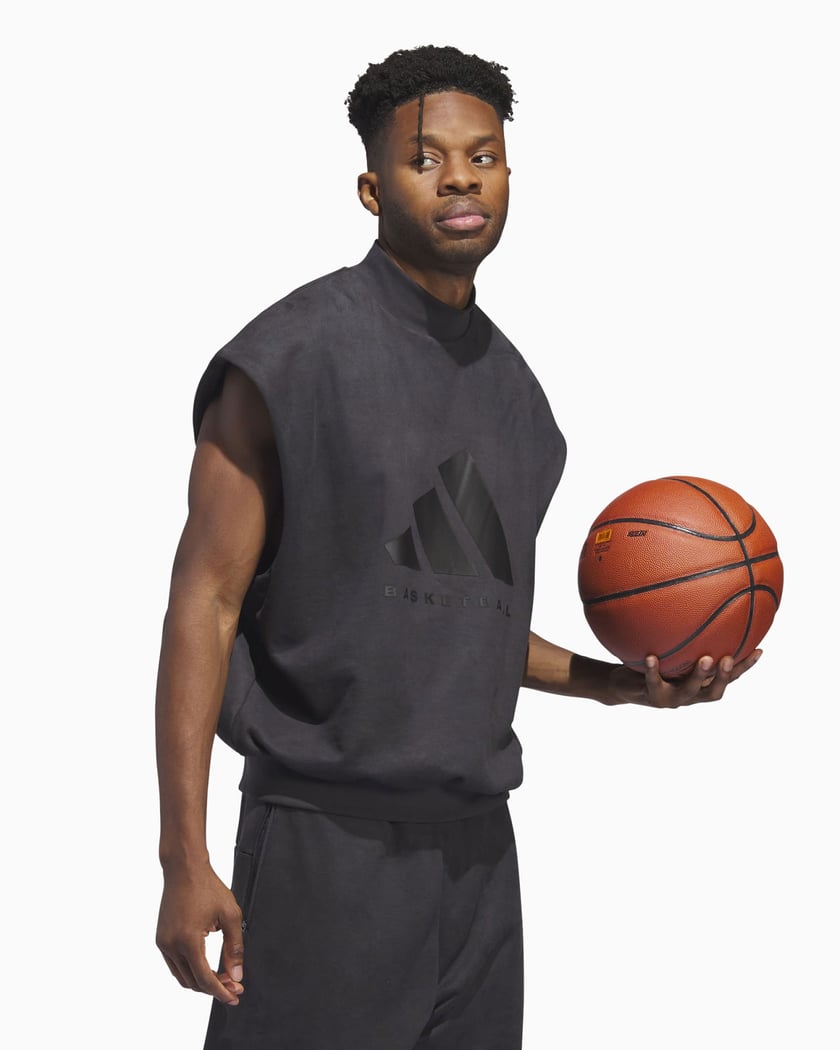 adidas Performance One Basketball Unisex Oversized Sleeveless Sweatshirt  Black IN7702