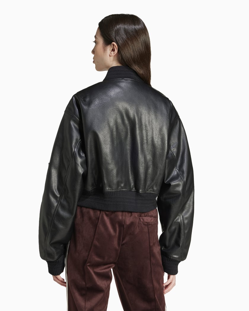 adidas Originals Women s Premium Pleather Bomber Jacket Nero IX0967 FOOTDISTRICT