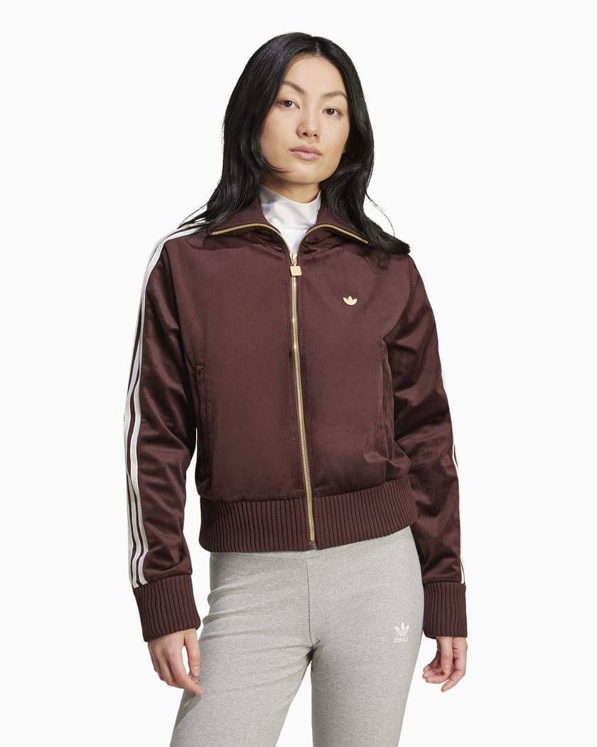 adidas Originals Women s Velvet Track Jacket Burgundy IX1059 FOOTDISTRICT