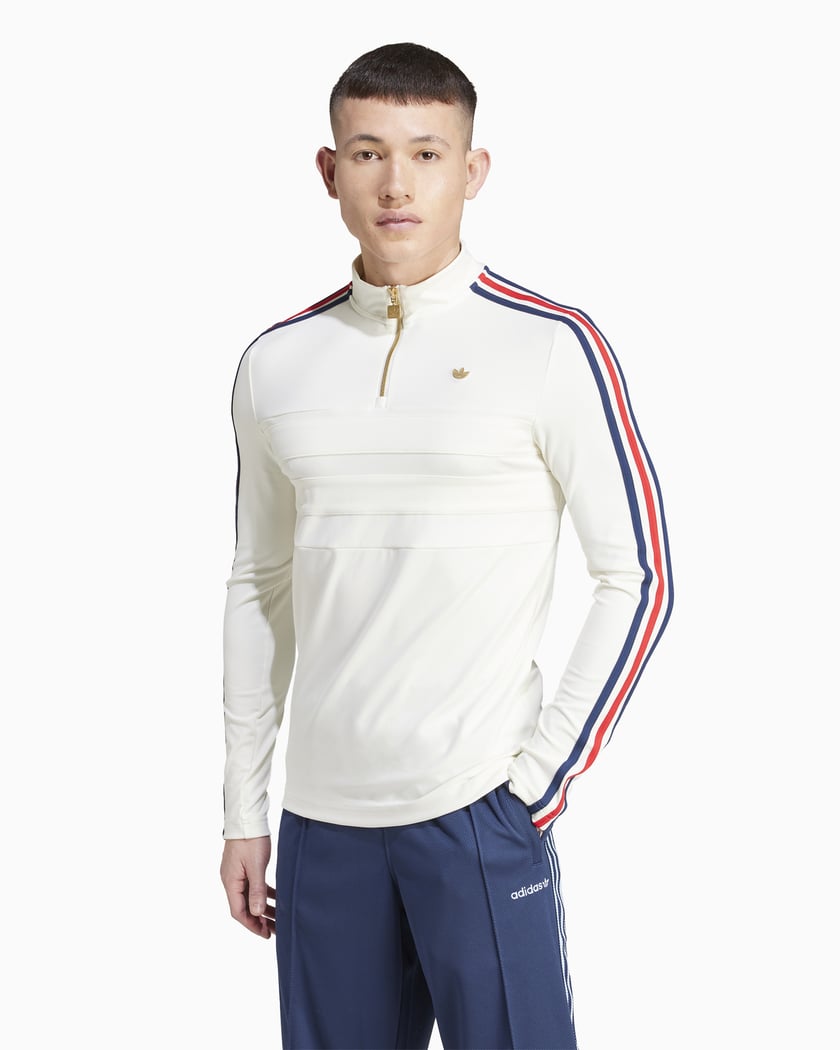 adidas Originals Men s Half Zip Sweatshirt White IZ3185 FOOTDISTRICT