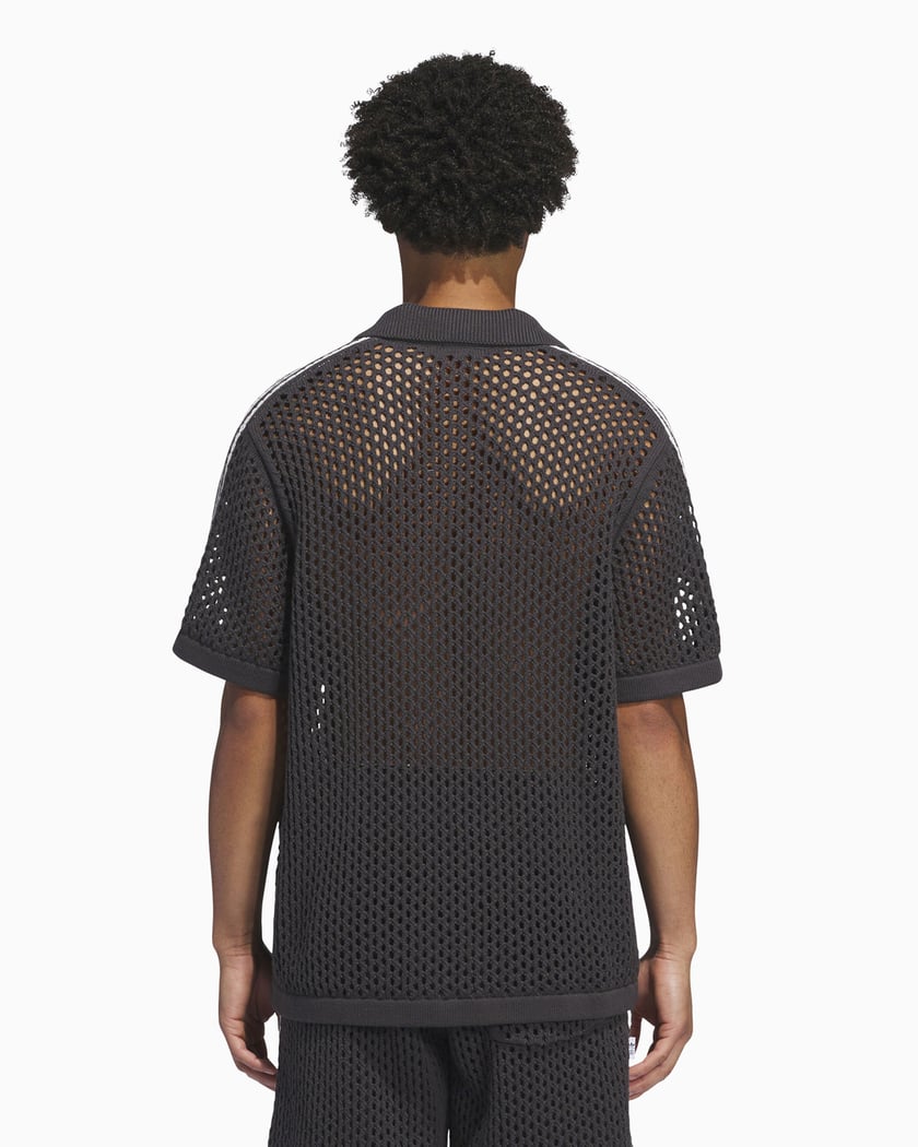 adidas Originals x CLOT By Edison Chen Unisex Crochet Polo Shirt Black  JE9593 | FOOTDISTRICT