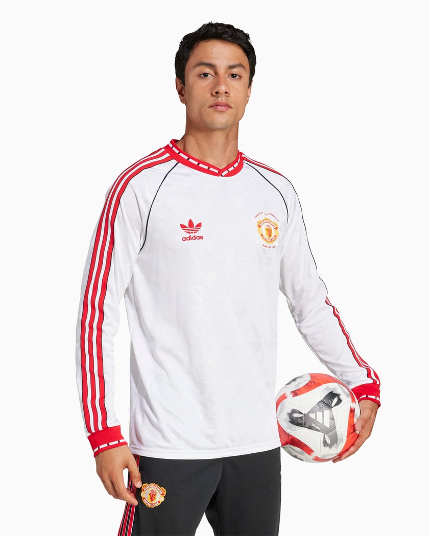 adidas Manchester United ホワイトジャージ L Man Utd Training Top 25/26 | Adidas LS Top | Low Stock | Get