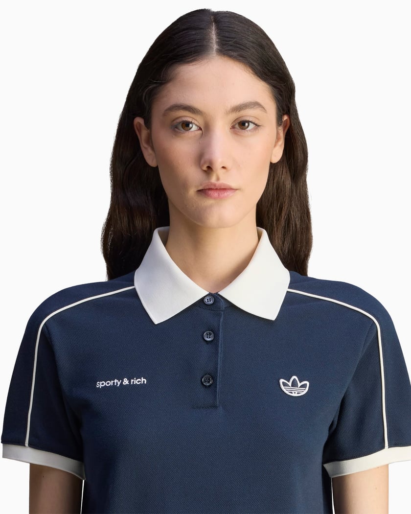 adidas Originals x Sporty & Rich Women's Polo Shirt Blue JL7198