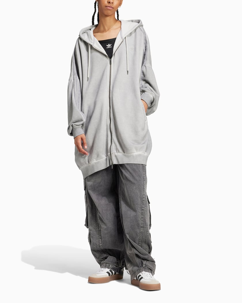 adidas Originals Adilenium Women s Washed Oversized Hoodie Gris JM9250 FOOTDISTRICT