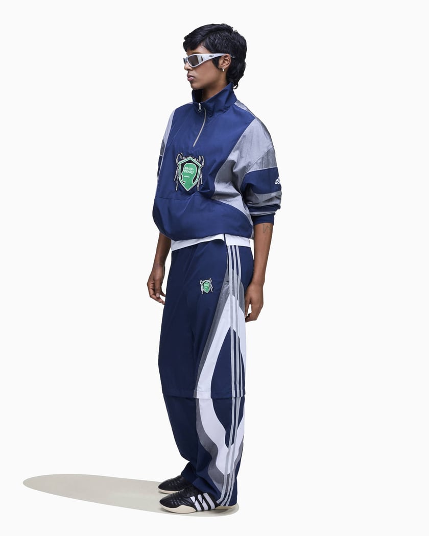 adidas Originals x Brain Dead Men's Half Zip Sweatshirt Blue