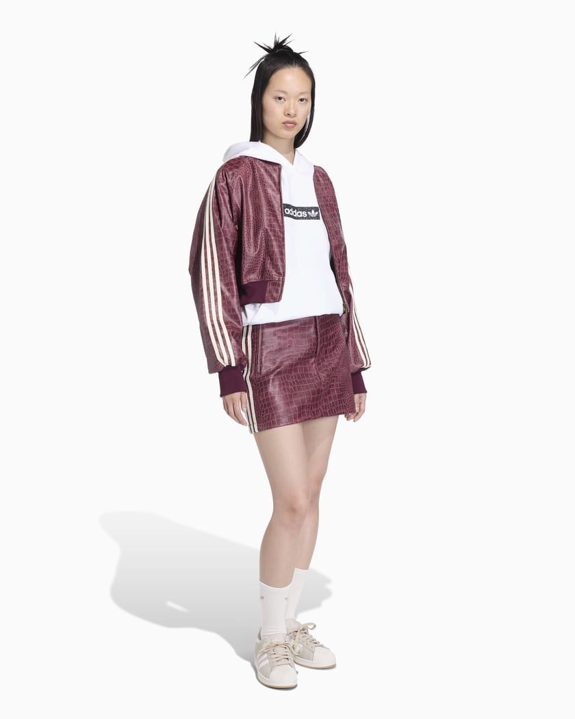 adidas Originals Pleather Women's Short Skirt Burgundy KD8785